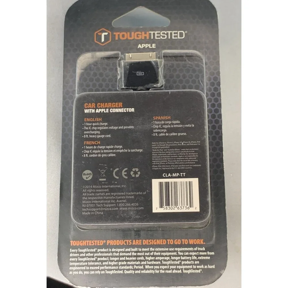 ToughTested Apple 30-pin Connector Car Charger Quick Charge NEW